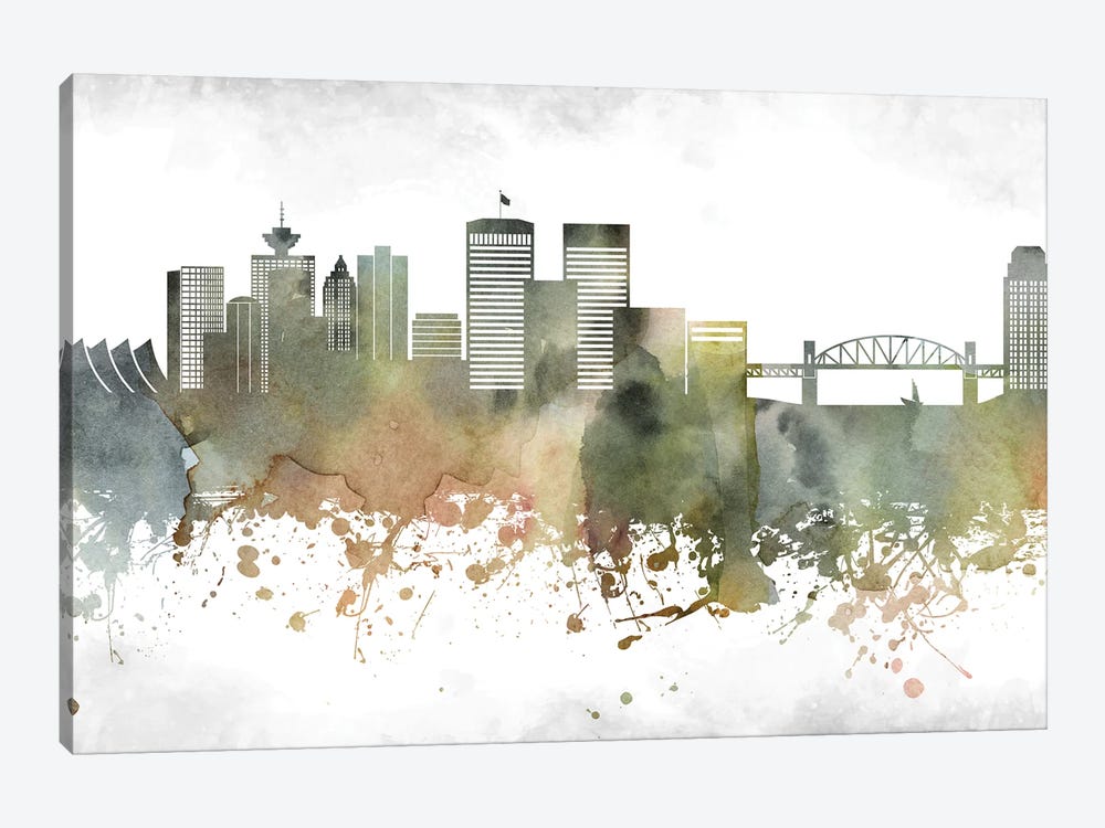 Vancouver Skyline by WallDecorAddict 1-piece Canvas Art