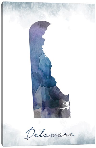 Delaware State Bluish Canvas Art Print - State Maps