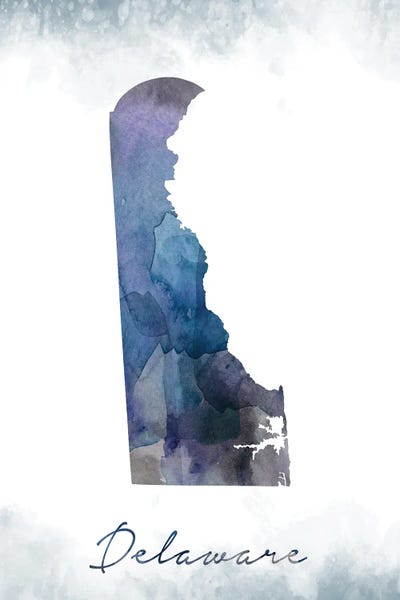 Large Map Art - Canvas Prints: Delaware State Bluish by WallDecorAddict