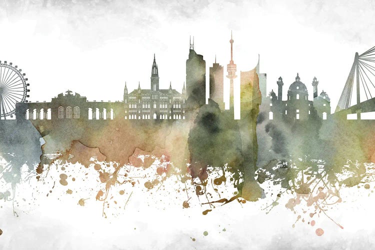 Vienna Greenish Skyline by WallDecorAddict wall art