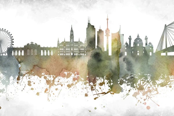 Vienna: Vienna Greenish Skyline by WallDecorAddict