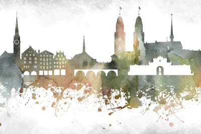 Zurich Skyline by WallDecorAddict canvas print