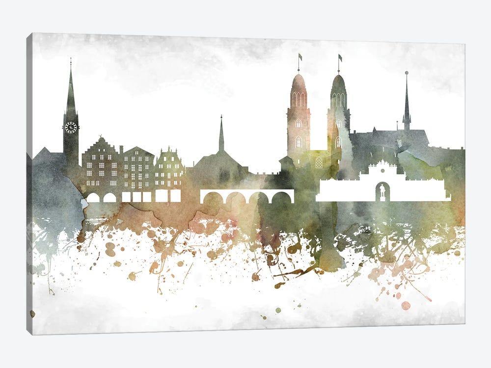 Zurich Skyline by WallDecorAddict 1-piece Art Print