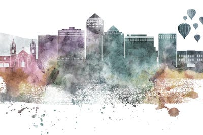 Albuquerque Pastel Skyline by WallDecorAddict canvas print