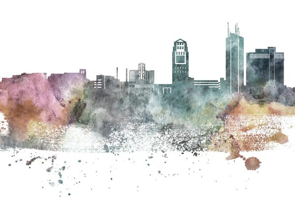 Michigan: Ann Arbor Pastel Skyline by WallDecorAddict