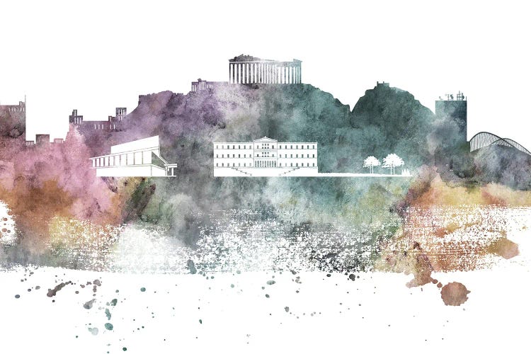 Athens Pastel Skyline by WallDecorAddict wall art