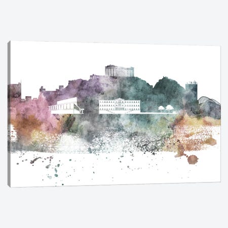 Athens Pastel Skyline Canvas Print #WDA1018} by WallDecorAddict Canvas Art Print