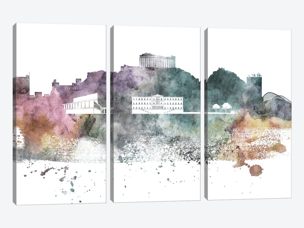 Athens Pastel Skyline by WallDecorAddict 3-piece Art Print