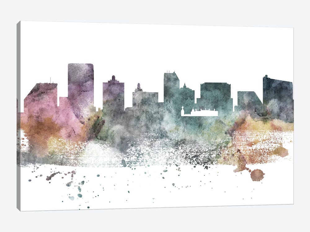 Atlantic City Pastel Skyline by WallDecorAddict 1-piece Canvas Artwork