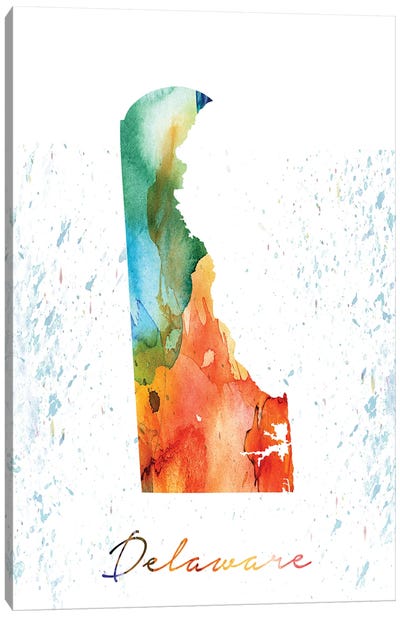 Delaware State Colorful Canvas Art Print - Delaware