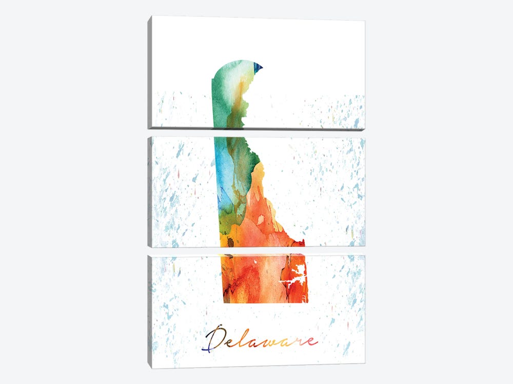 Delaware State Colorful by WallDecorAddict 3-piece Canvas Print