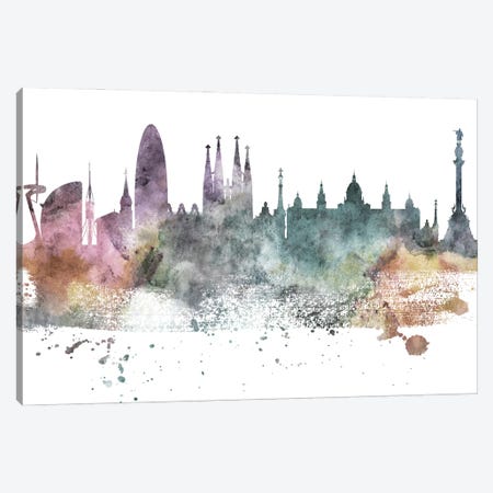 Barcelona Pastel Skyline Canvas Print #WDA1022} by WallDecorAddict Canvas Art