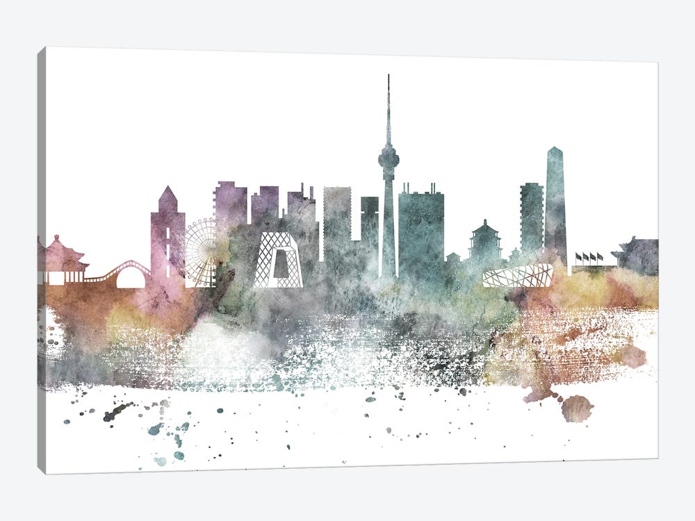 Beijing Pastel Skyline by WallDecorAddict 1-piece Canvas Art Print