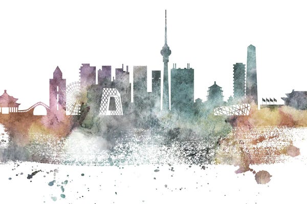 Beijing: Beijing Pastel Skyline by WallDecorAddict