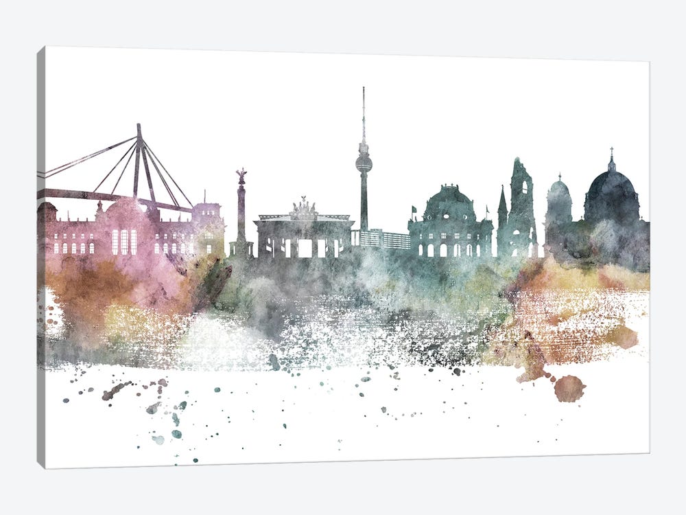 Berlin Pastel Skyline by WallDecorAddict 1-piece Canvas Art Print