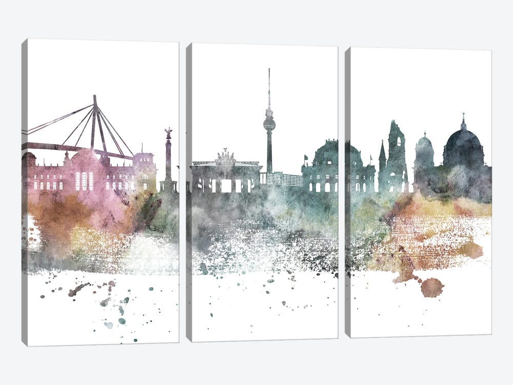 Berlin Pastel Skyline by WallDecorAddict 3-piece Art Print