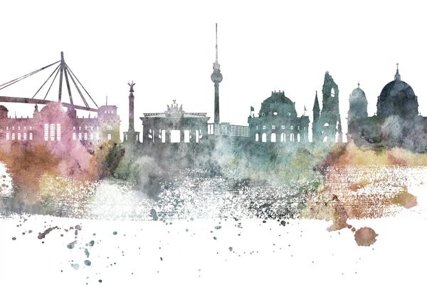 Berlin: Berlin Pastel Skyline by WallDecorAddict