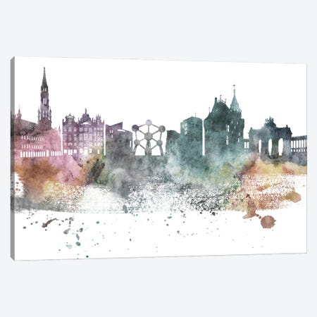 Brussels Pastel Skyline Canvas Print #WDA1027} by WallDecorAddict Canvas Print