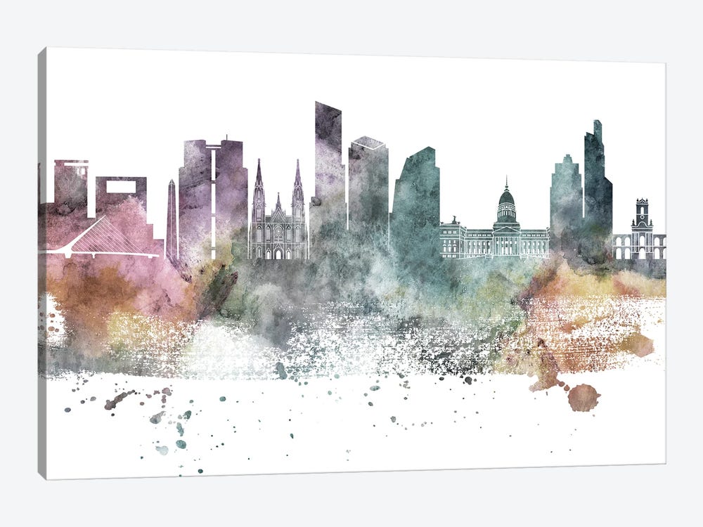 Buenos Aires Pastel Skyline by WallDecorAddict 1-piece Art Print