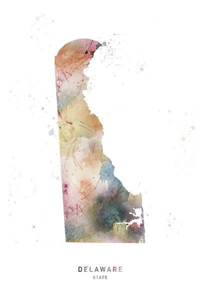 Delaware: Delaware State Watercolor by WallDecorAddict