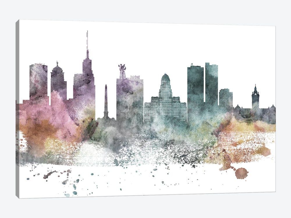 Buffalo Pastel Skyline by WallDecorAddict 1-piece Canvas Print