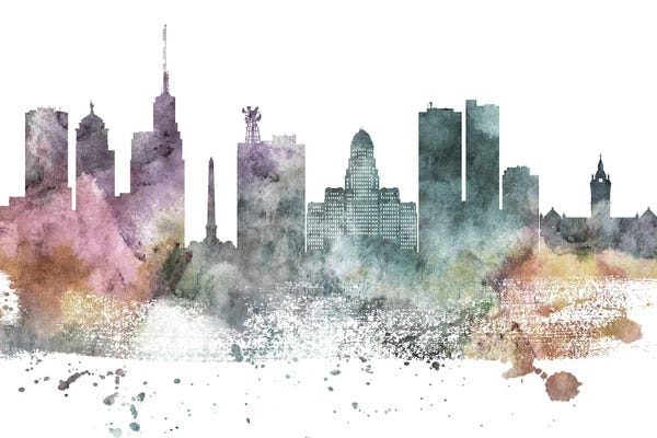 Buffalo: Buffalo Pastel Skyline by WallDecorAddict