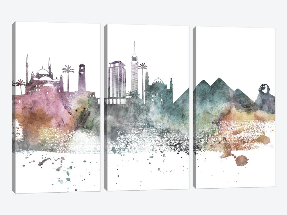 Cairo Pastel Skyline by WallDecorAddict 3-piece Canvas Artwork