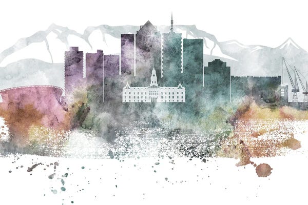 South Africa: Cape Town Pastel Skyline by WallDecorAddict