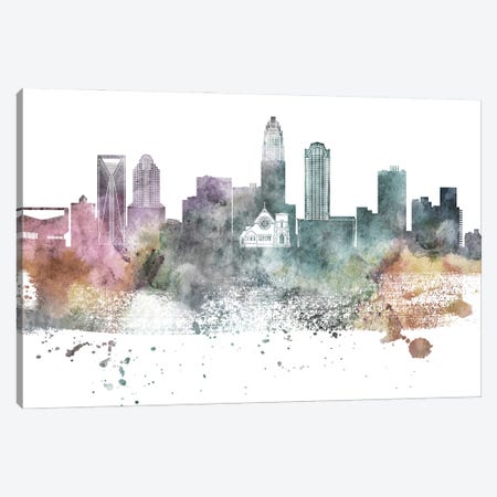 Charlotte Pastel Skyline Canvas Print #WDA1035} by WallDecorAddict Canvas Artwork