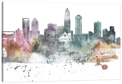 Charlotte Pastel Skyline Canvas Art Print - North Carolina Art