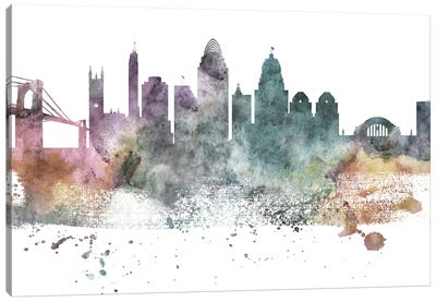 Cincinnati Pastel Skyline Canvas Art Print - Cincinnati Art