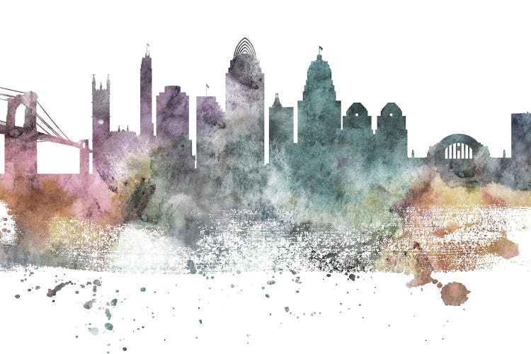 Cincinnati Pastel Skyline by WallDecorAddict wall art