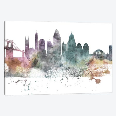 Cincinnati Pastel Skyline Canvas Print #WDA1036} by WallDecorAddict Canvas Wall Art