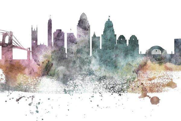 Ohio: Cincinnati Pastel Skyline by WallDecorAddict