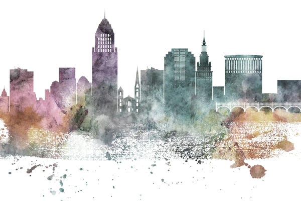 Ohio: Cleveland Pastel Skyline by WallDecorAddict
