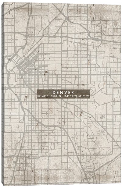 Denver City Map Abstract Canvas Art Print - Denver Art