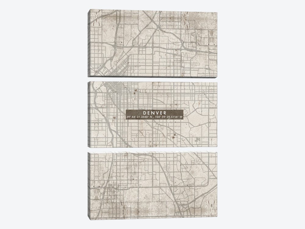 Denver City Map Abstract by WallDecorAddict 3-piece Canvas Art Print