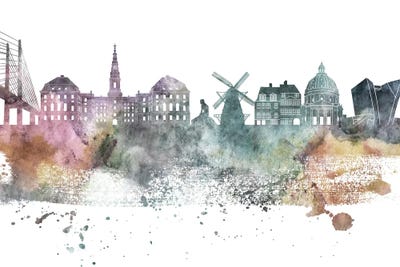Copenhagen Pastel Skyline by WallDecorAddict canvas print