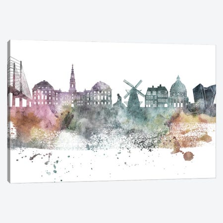Copenhagen Pastel Skyline Canvas Print #WDA1040} by WallDecorAddict Canvas Wall Art