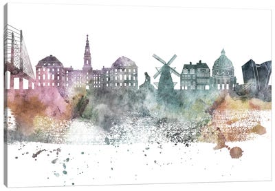 Copenhagen Pastel Skyline Canvas Art Print - Denmark Art