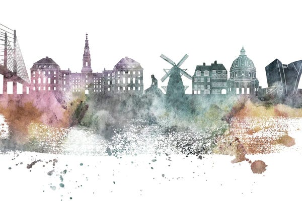 Denmark: Copenhagen Pastel Skyline by WallDecorAddict