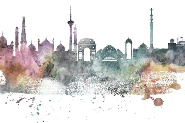 Delhi: Delhi Pastel Skyline by WallDecorAddict