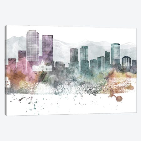 Denver Pastel Skyline Canvas Print #WDA1042} by WallDecorAddict Canvas Artwork
