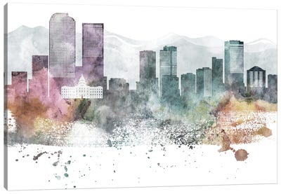 Denver Pastel Skyline Canvas Art Print - Colorado Art