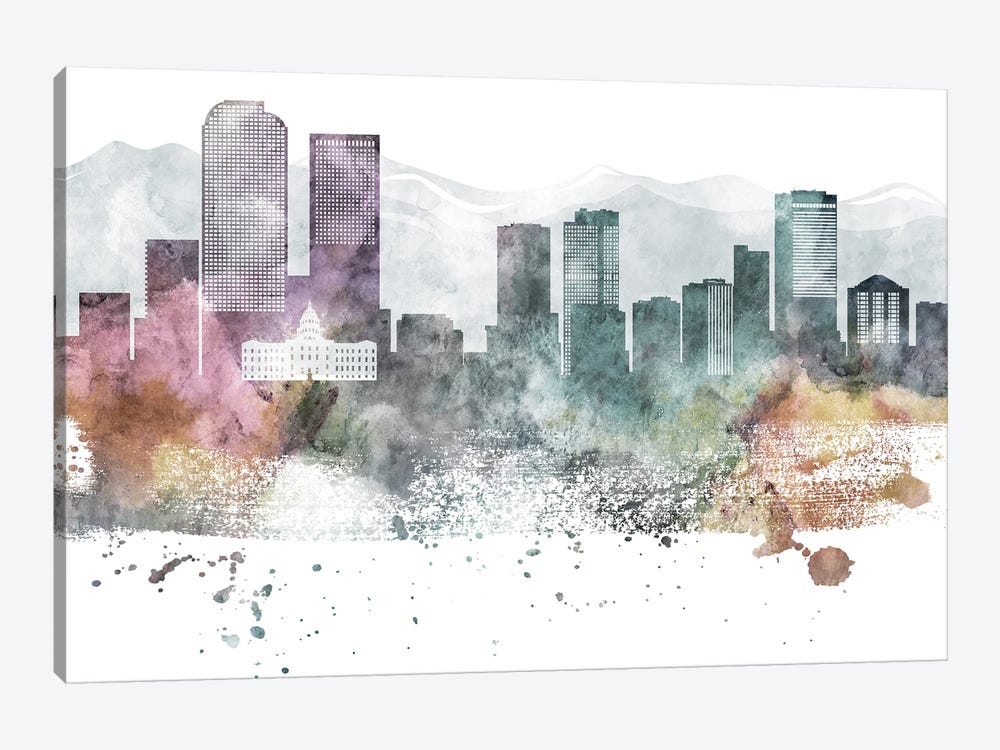 Denver Pastel Skyline by WallDecorAddict 1-piece Canvas Wall Art