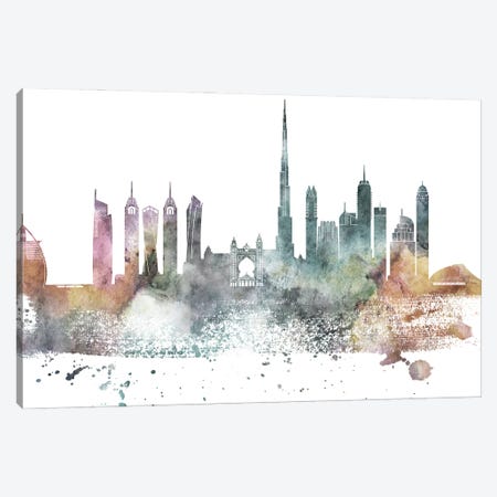Dubai Pastel Skyline Canvas Print #WDA1043} by WallDecorAddict Canvas Artwork