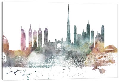 Dubai Pastel Skyline Canvas Art Print - Dubai Art