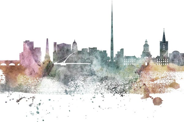 Dublin: Dublin Pastel Skyline by WallDecorAddict