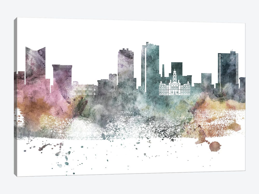 Fort Worth Pastel Skyline by WallDecorAddict 1-piece Canvas Print