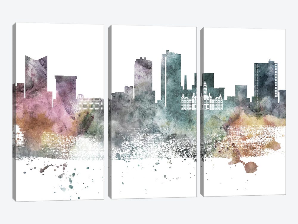 Fort Worth Pastel Skyline by WallDecorAddict 3-piece Canvas Art Print
